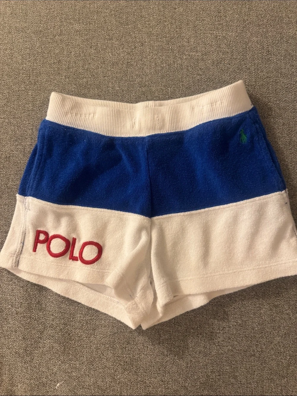 3/$15- Ralph Lauren Polo Colorblock Terry Shorts - Blue & White